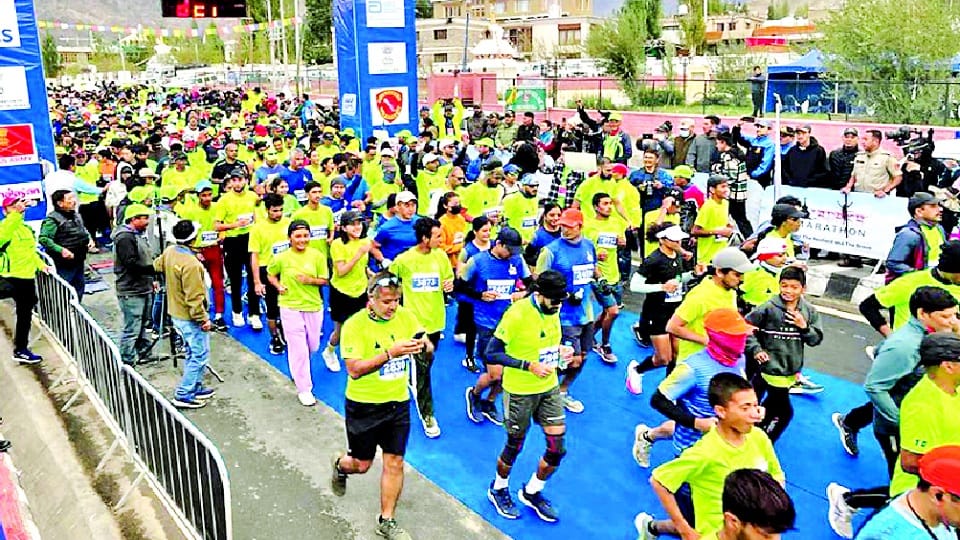 Six thousand runners from 20 countries ran the highest marathon in Ladakh