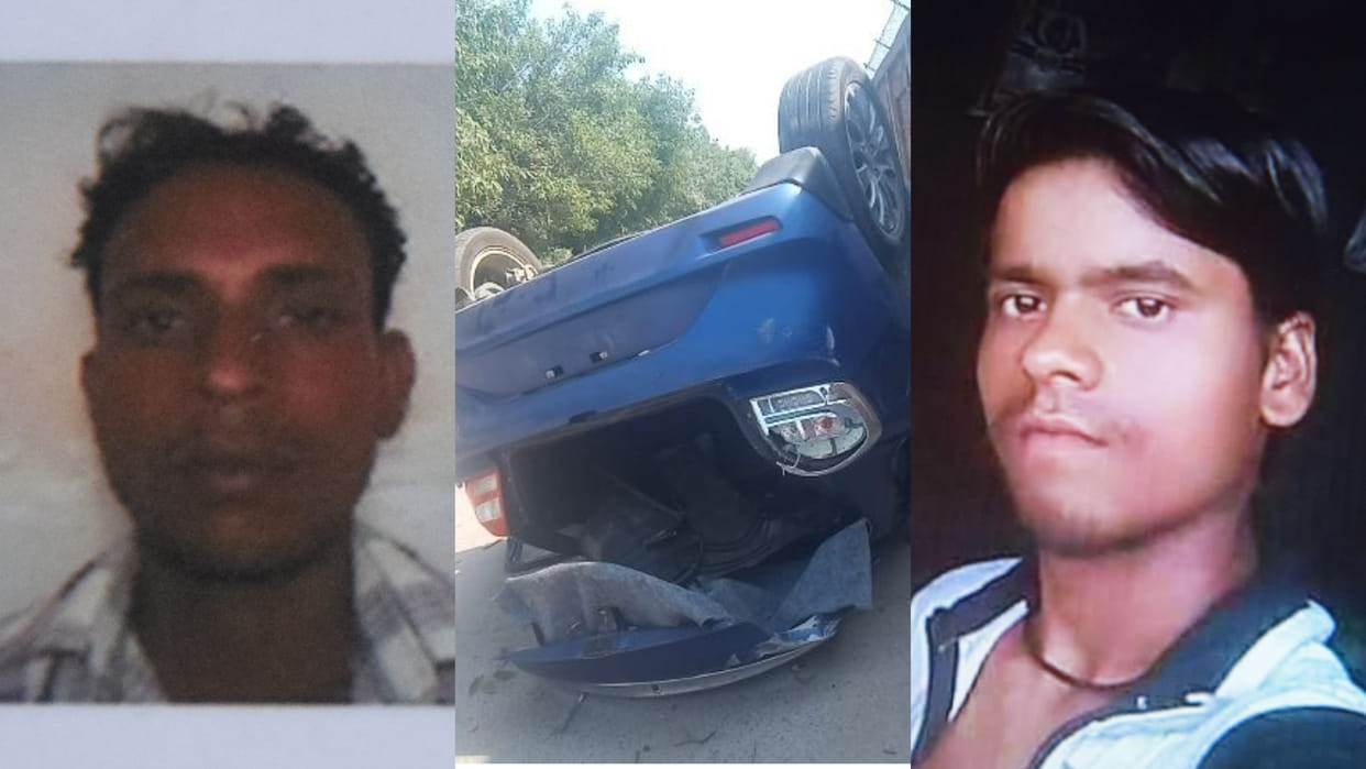 Two youths died due to overturned of car in Rohtak of  Haryana