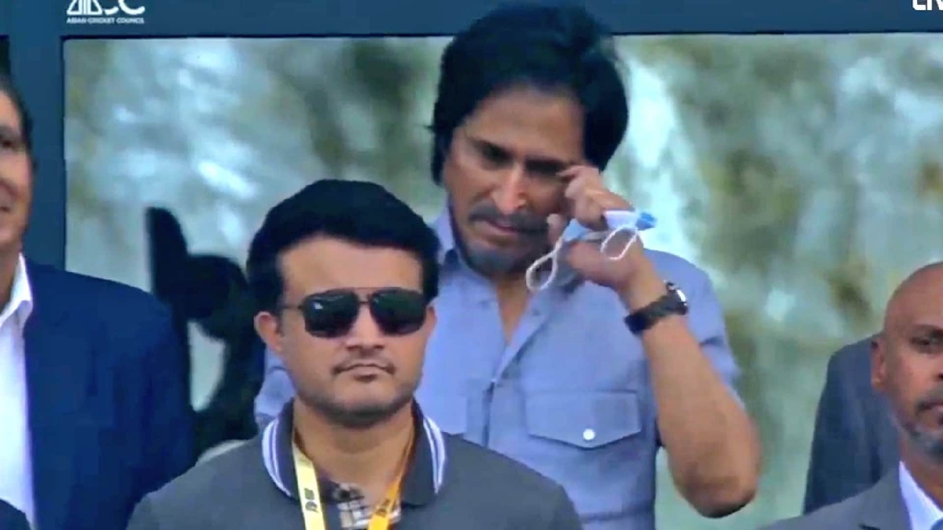 BCCI Chief sourav ganguly and PCB Chief ramiz raja reached Dubai Stadium to watch PAK vs SL Final Match