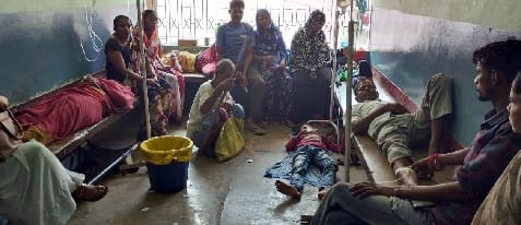 Patients are being treated by lying on the floor