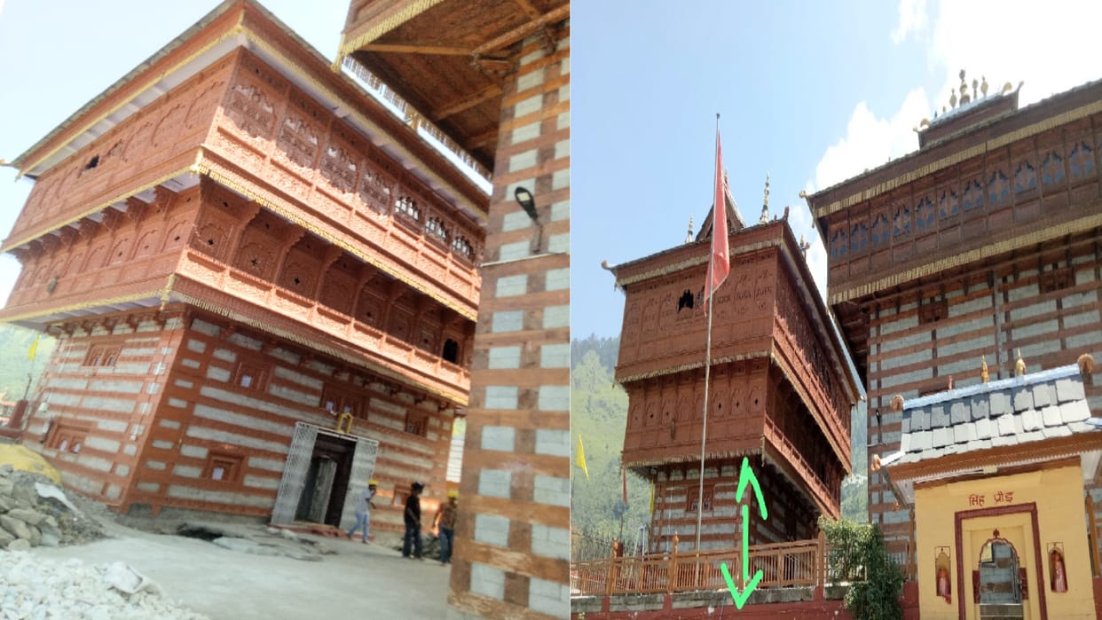 The foundation of the 800 year old Maa Bhimakali temple in Sarahan of Himachal collapsed, devotees worried, le