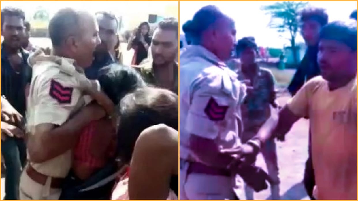 Woman and youth beat up policeman in Bundi Video Viral