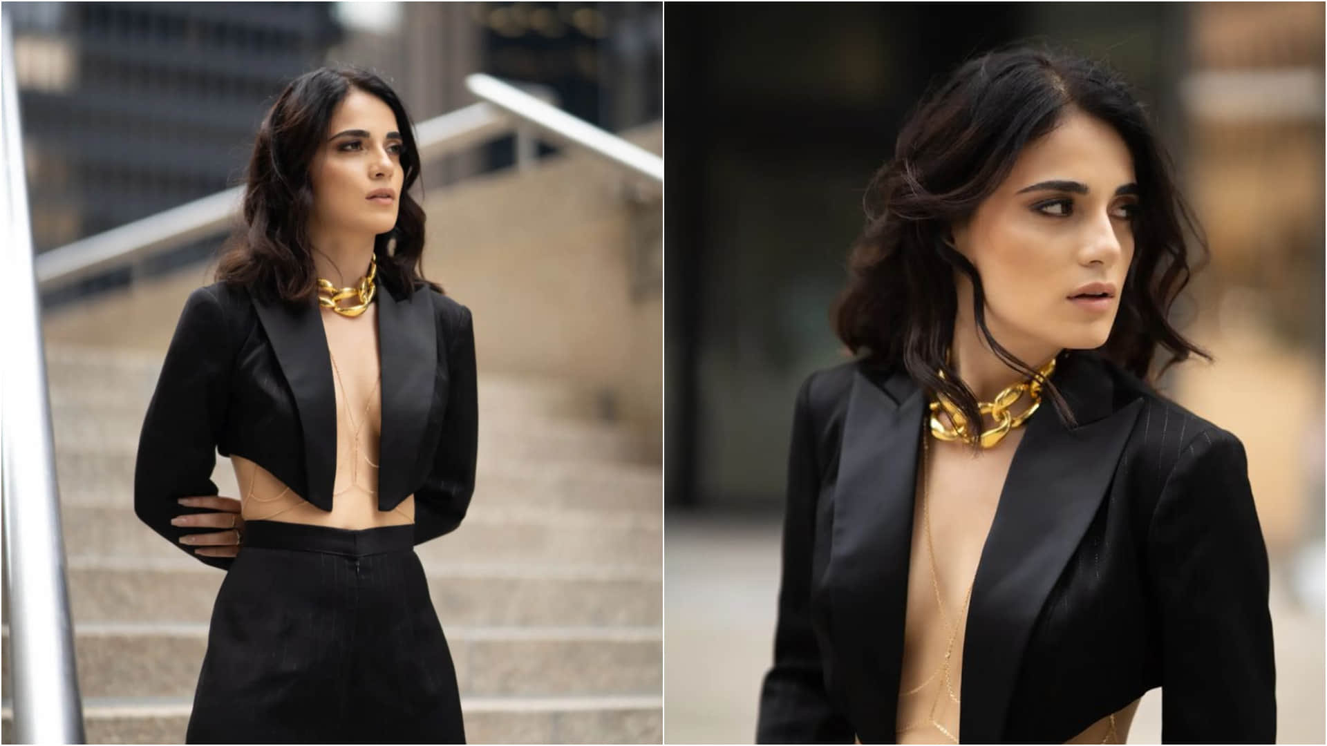 radhika madan go shirtless for toronto film festival wearing crop blazer with pants