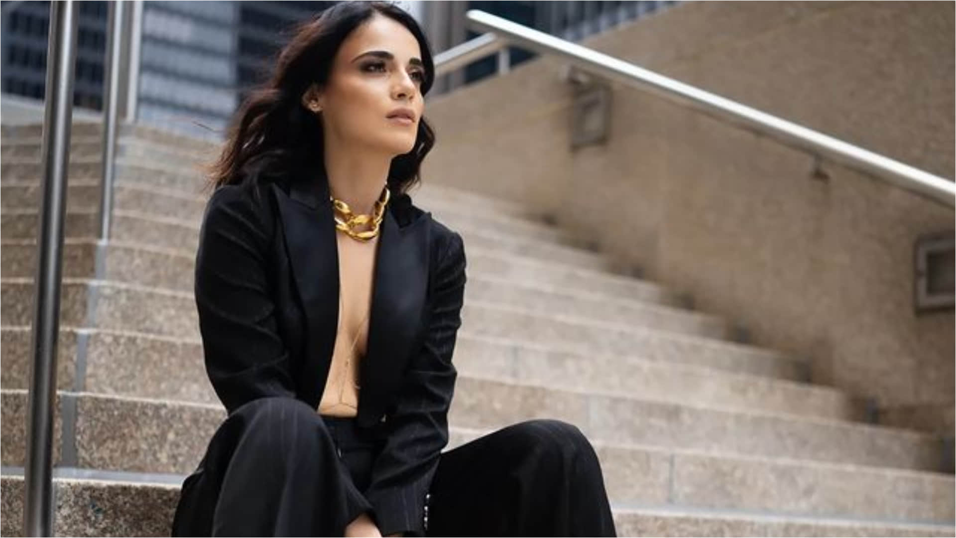 radhika madan go shirtless for toronto film festival wearing crop blazer with pants