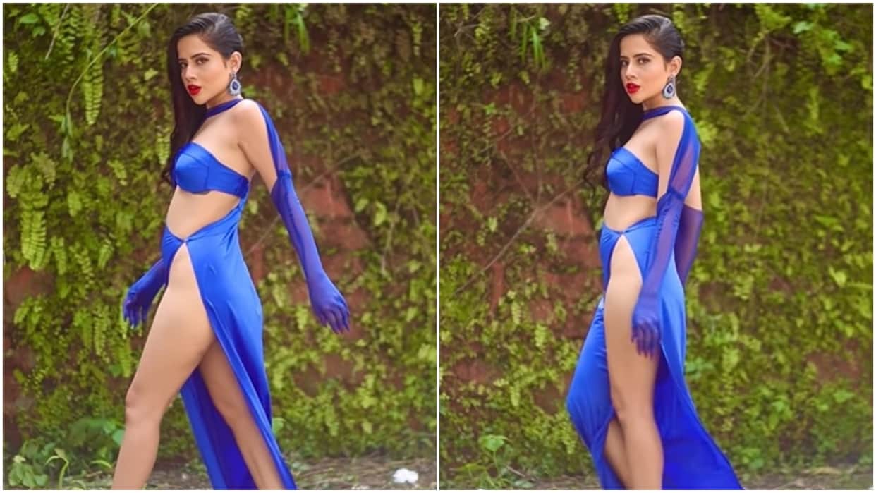 Urfi Javed did catwalk in blue thigh high slit dress, video goes viral on social media