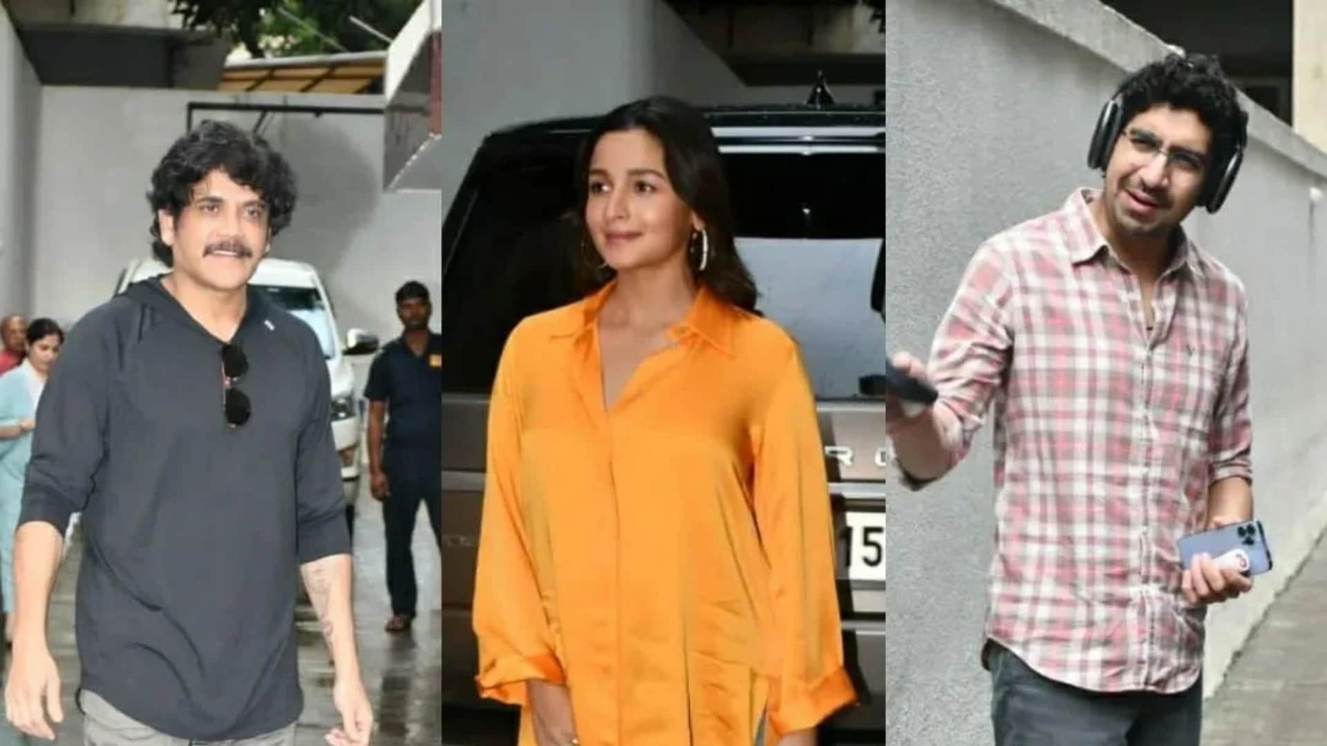 Brahmastra Part One Shiva Ranbir Alia Ayan Nagarjuna Spotted outside karan Johar office after Success of Film