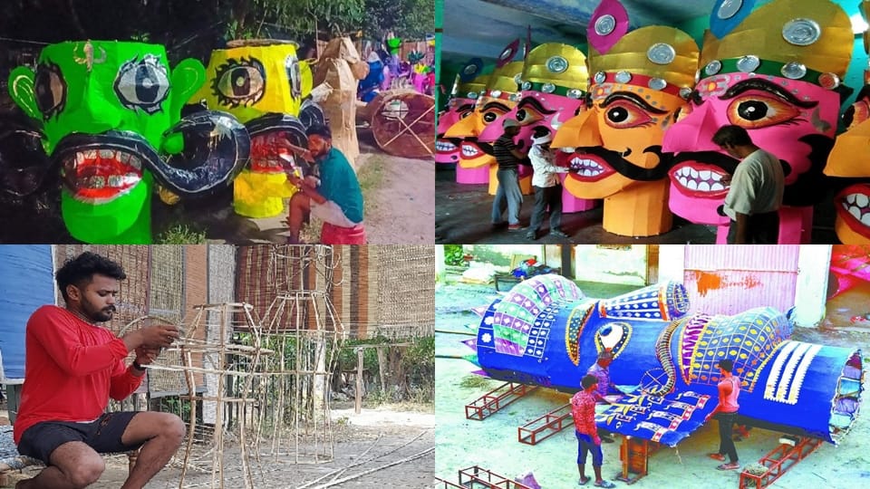 Ravana is being built day and night on MG Road more demand for effigies ranging from two to ten thousand