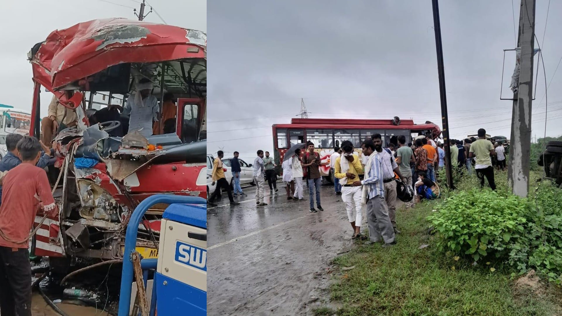 ट्रक और बस में टक्कर