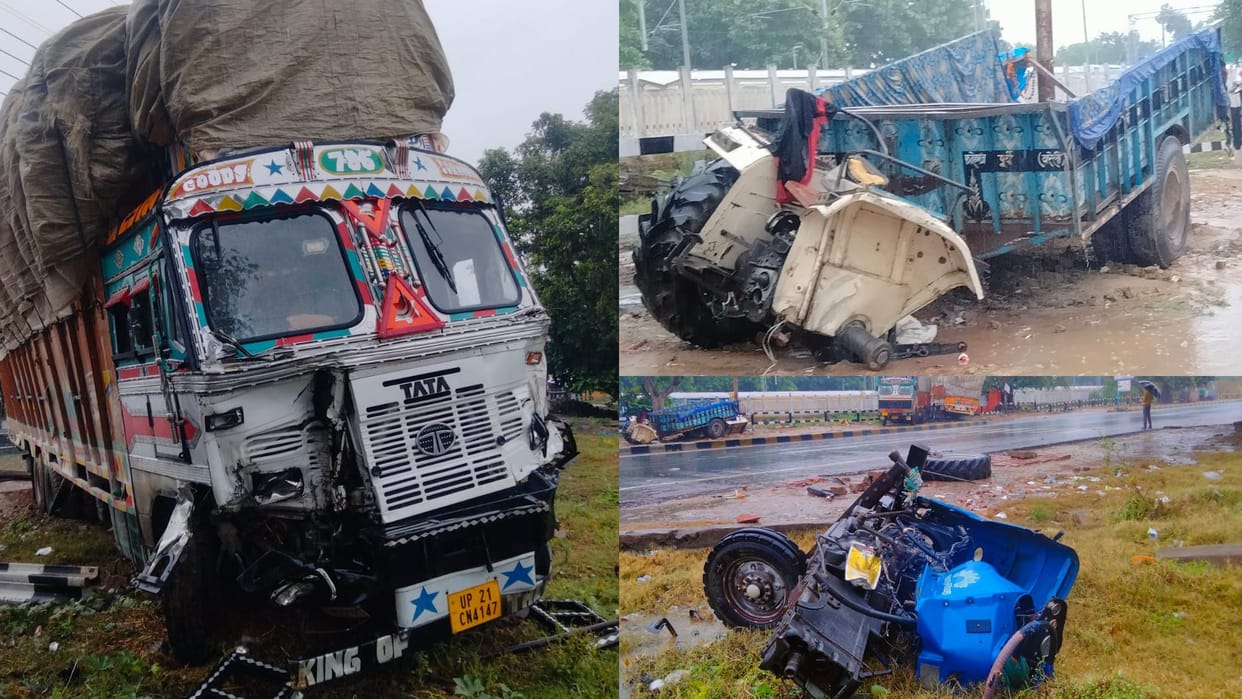 Big road accident in Sitapur, collision of bus and tractor trolley