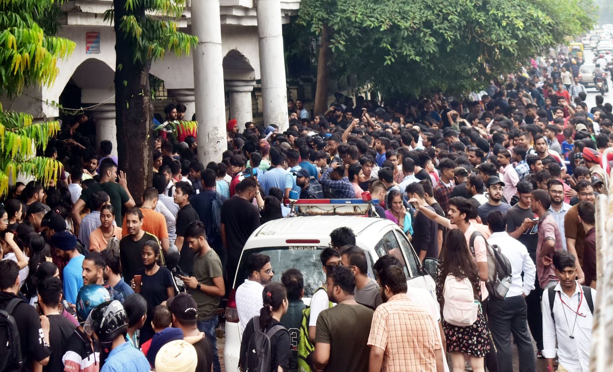 Thousands of fans gathered to buy tickets for the match between India and Australia