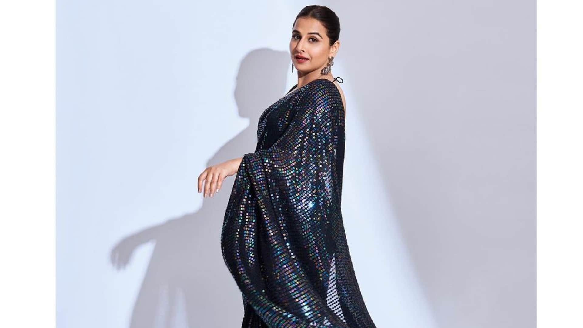 shraddha kapoor in sensual sequin black saree and sleeveless blouse