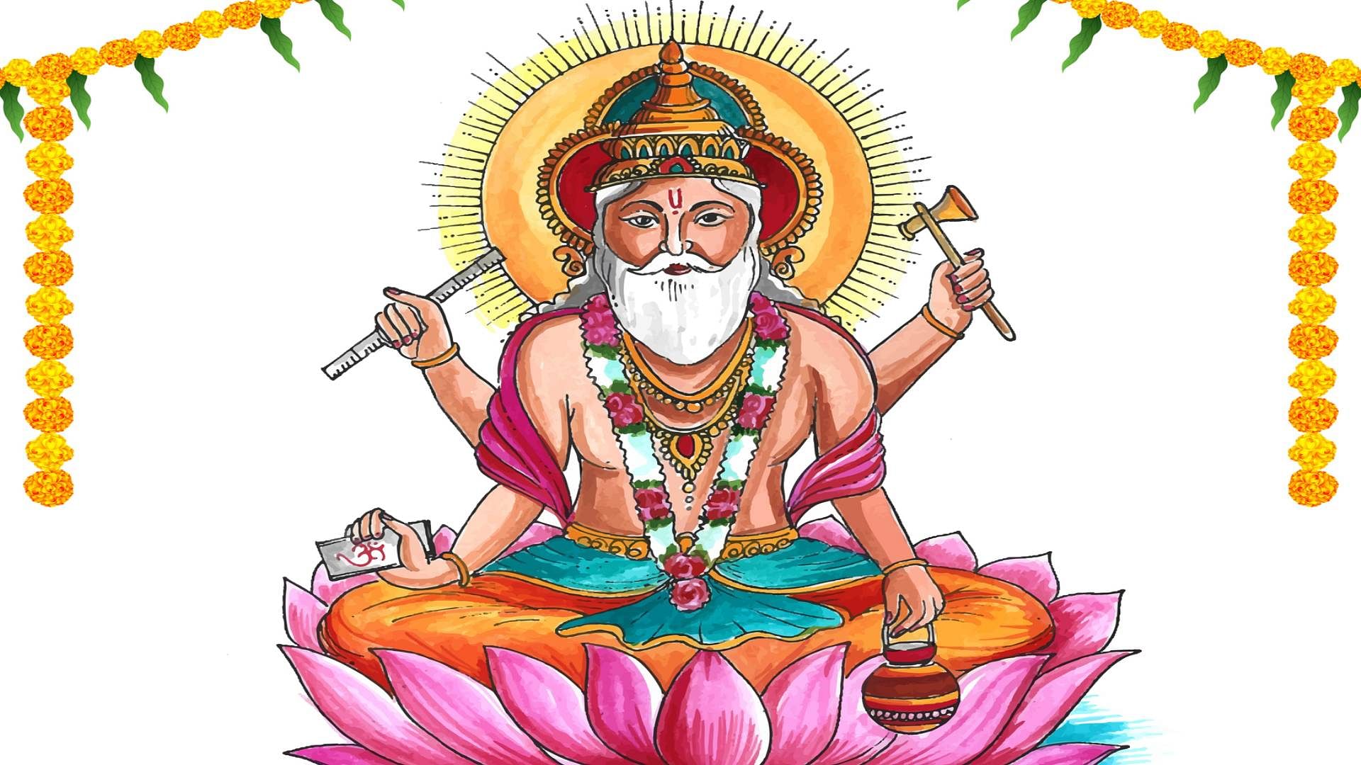 Viswakarma Thakur drawing easy।Lord viswakarma drawing।How to draw  biswakarma। Easy drawing tutorial - YouTube