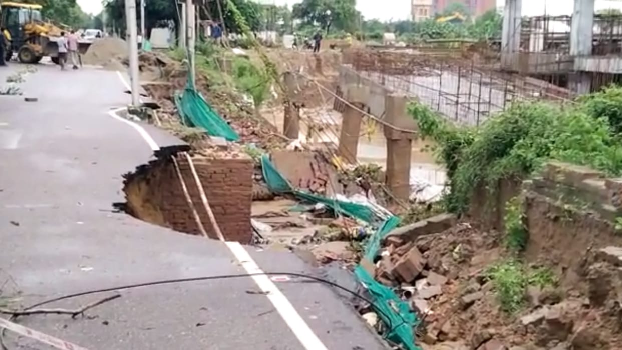 Boundry of railway station falls down in Gomati Nagar Lucknow.