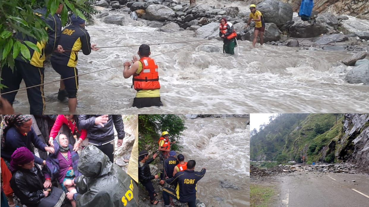 Weather Heavy rain Two women trapped in river SDRF rescued Uttarakhand news in hindi