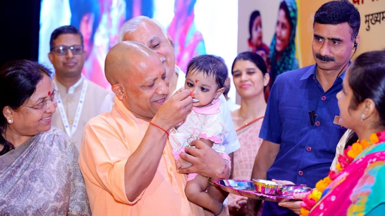 CM Yogi Adityanath launched Poshan maah programme in Lucknow.