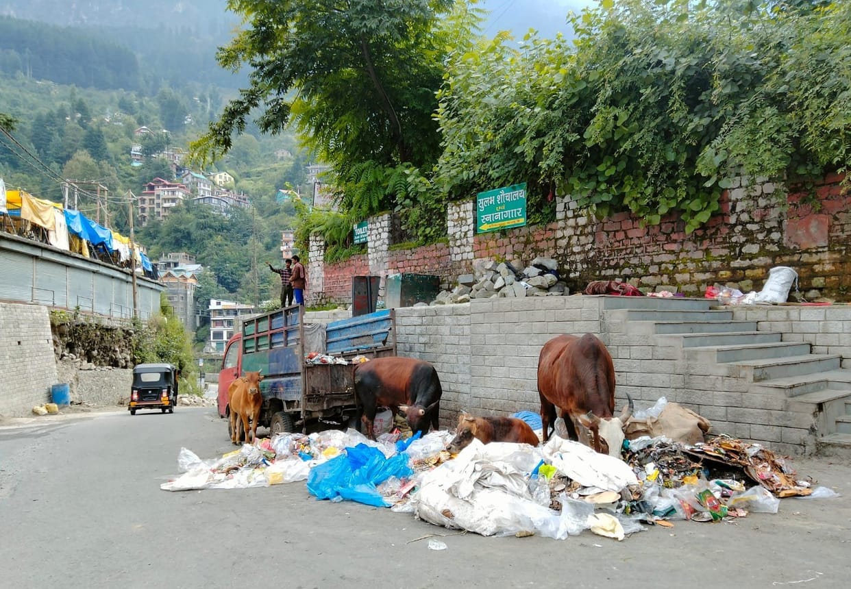 Garbage heaps are everywhere in the city council Manali, which is top in cleanliness