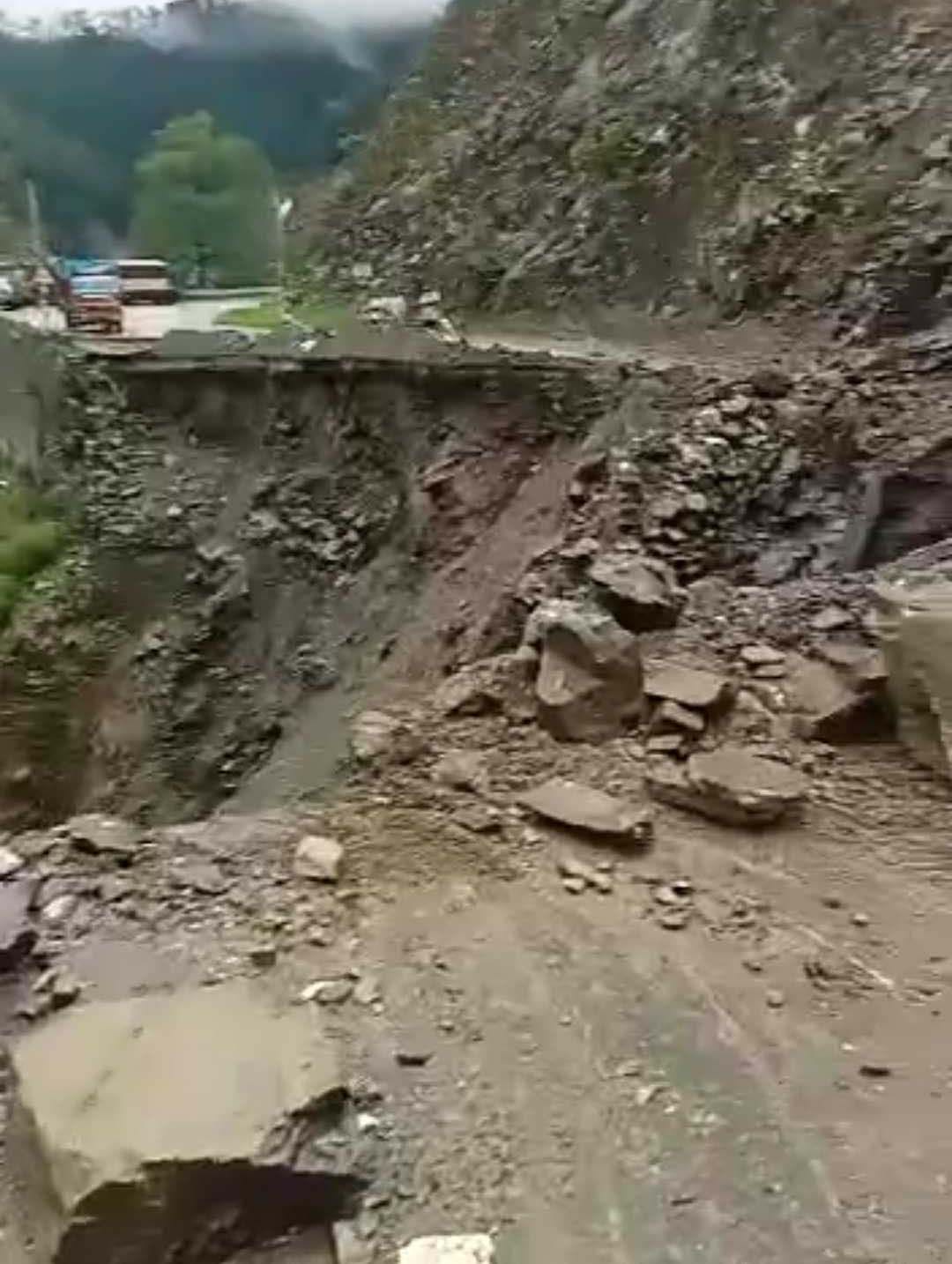 30 meters of the road was washed away near Swanla