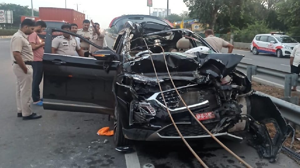 SUV rammed into tractor trolley rods crossed the body of three people including the driver in gurugram