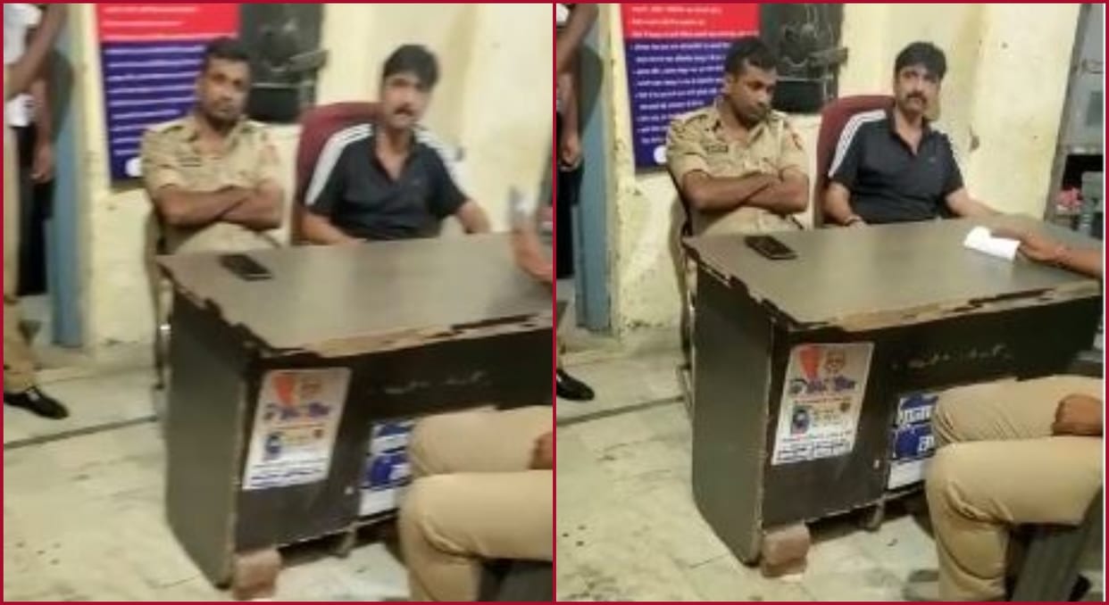 Video of Samajwadi party leader in varanasi Kotwali police station goes viral