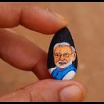 कलाकार ने बादामों पर दिखा दिया पीएम मोदी का सफर