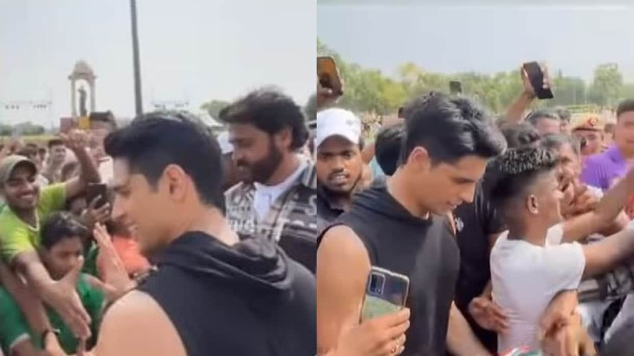 sidharth malhotra meets fans at india gate as he shooting film yodha in delhi watch video