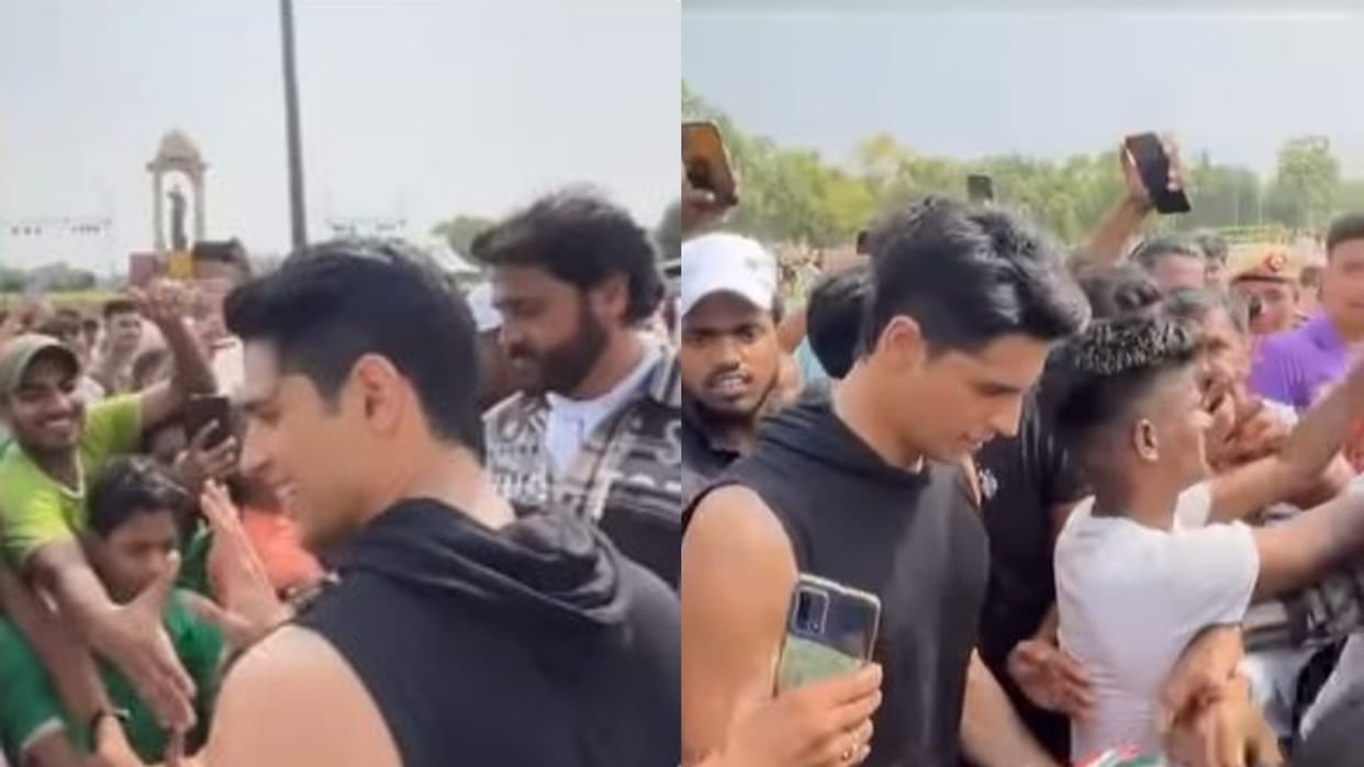 sidharth malhotra meets fans at india gate as he shooting film yodha in delhi watch video