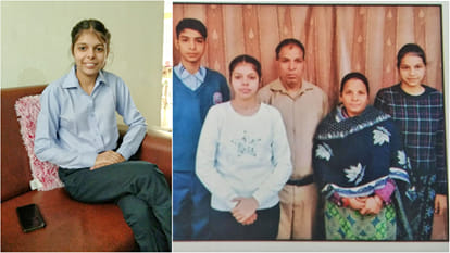 सिमरन का परिवार के साथ फोटो।