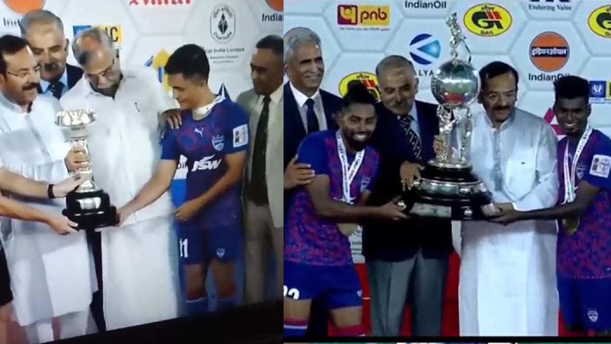 West Bengal Governor La ganesan sidelines Sunil chhetri while presenting trophy of durand cup 2022