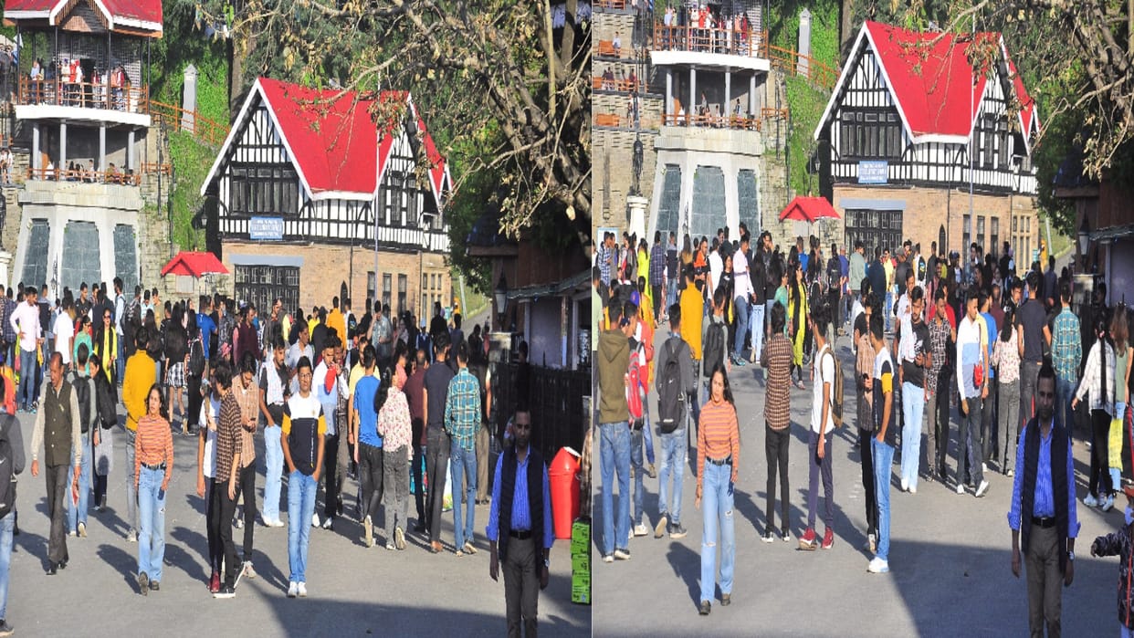 Tourists flock to Shimla, the Queen of Hills on the weekend, horse riding and photography on the Ridge Maidan