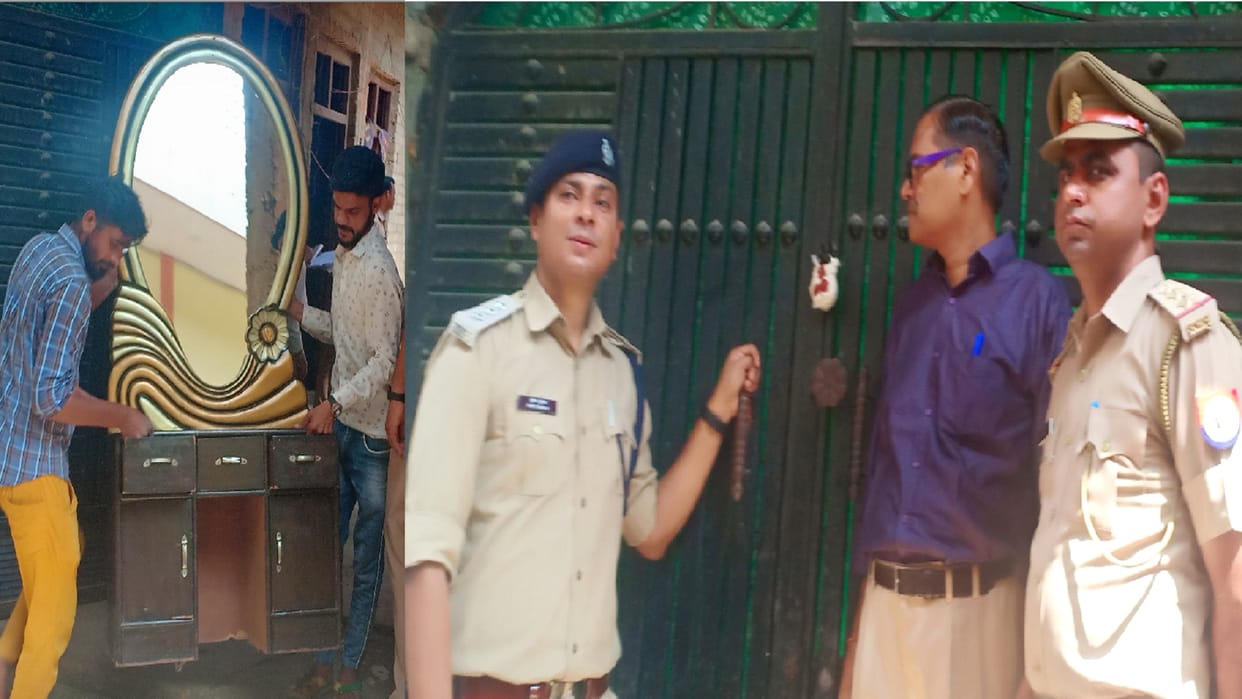 Bijnor police have attached of a house of ten lakh of gangster accused after DM order