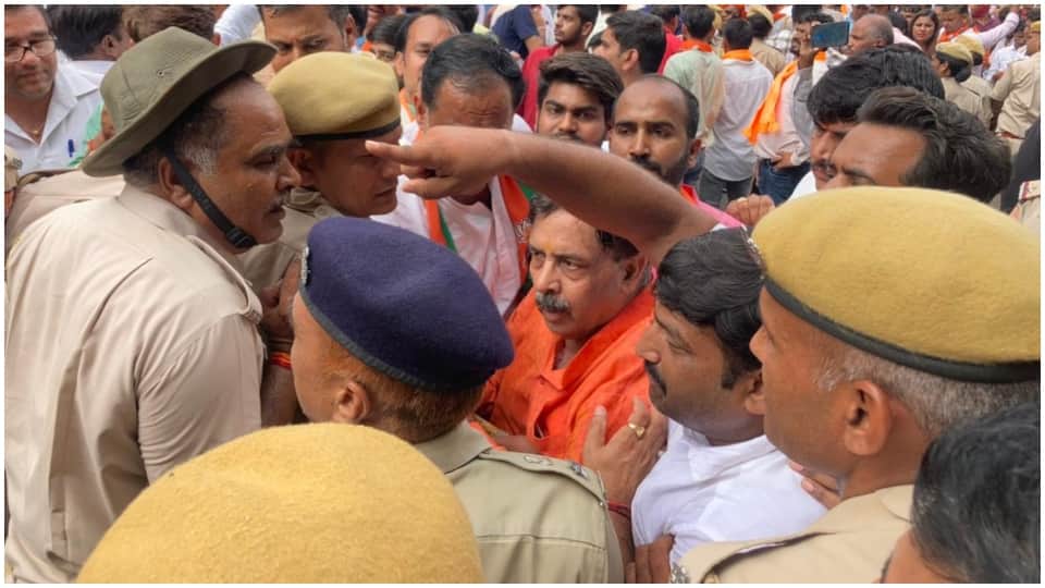 Rajasthan News BJP March On Lumpi Virus In Jaipur Satish Poonia Arun Chaturvedi