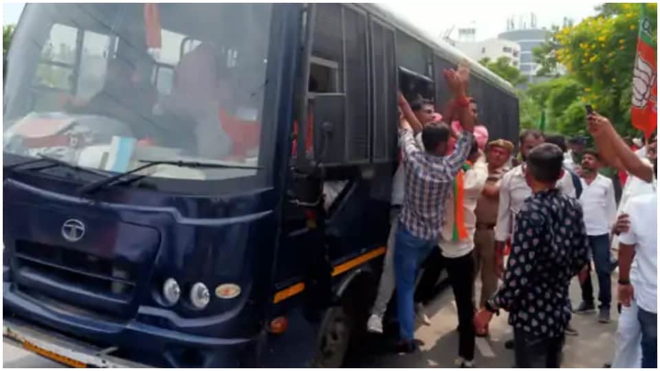 Rajasthan News BJP March On Lumpi Virus In Jaipur Satish Poonia Arun Chaturvedi