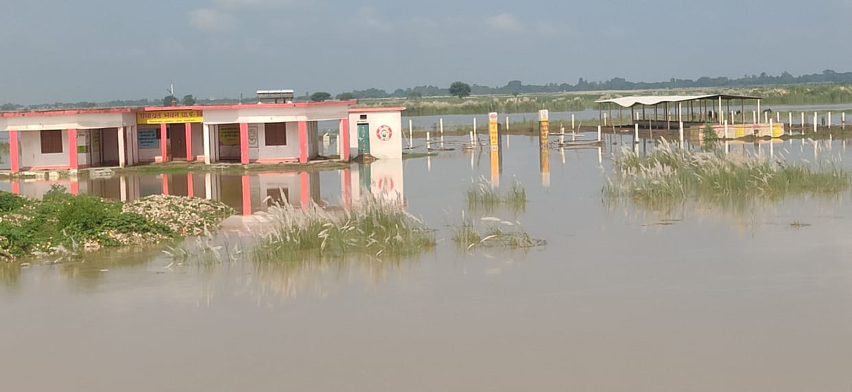 escaped house, cowshed dipped due to flood