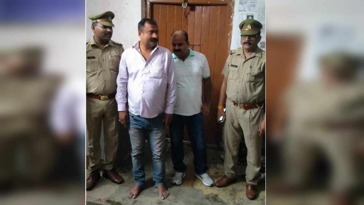 two arrested for recovering extortion by operating illegal bus stand
