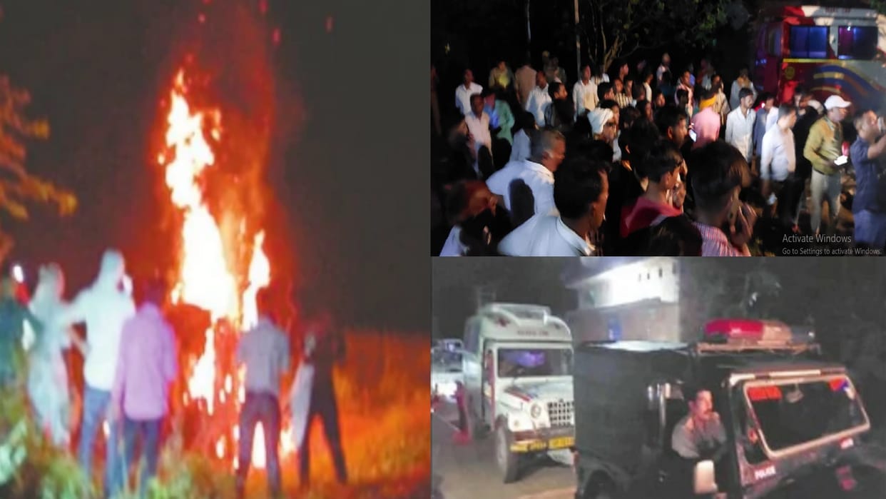 funeral took place in dark of night police stopped distance of 200 meters from cremation ground