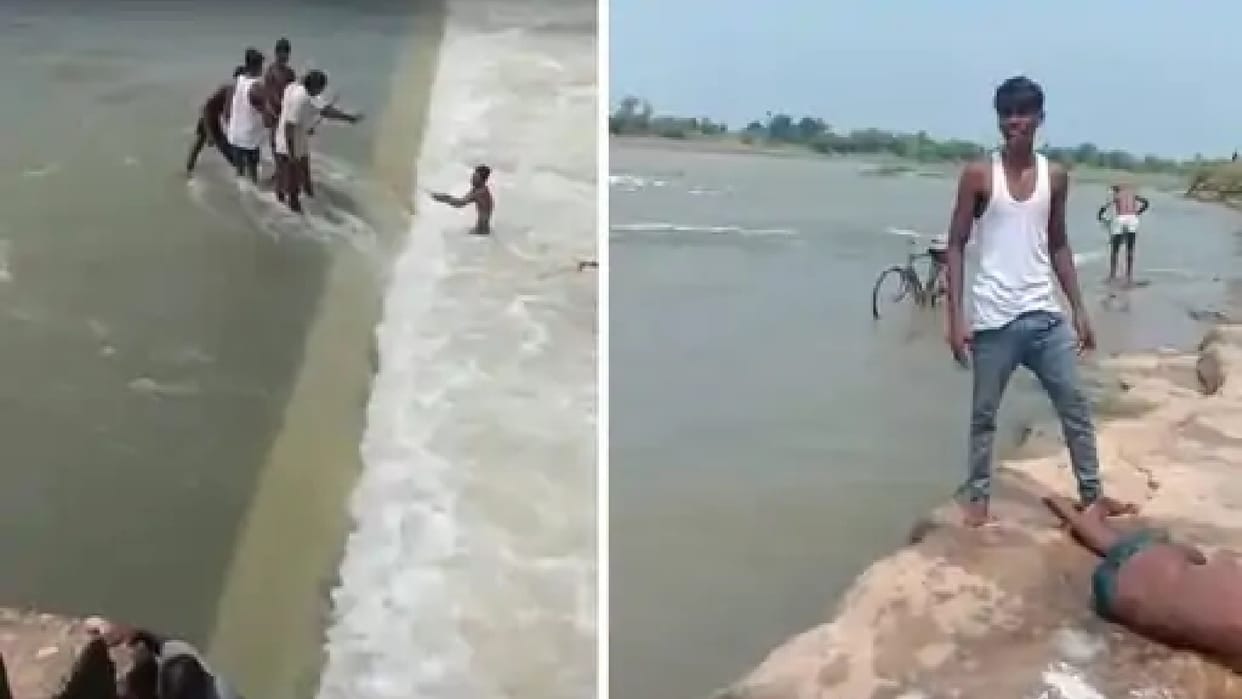 Three boys trapped between whirlpools in Tamas river of Rewa, villagers rescued with the help of rope