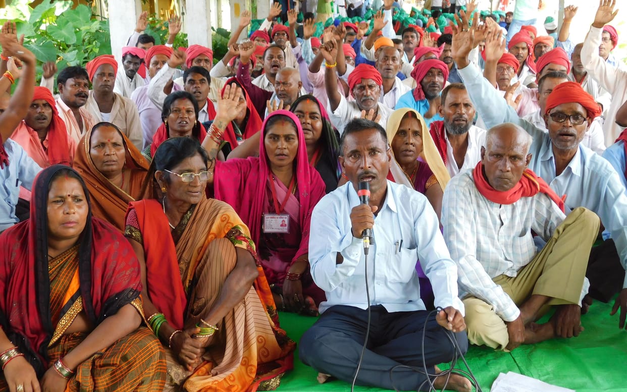 Chowkidar union officials staged a sit-in