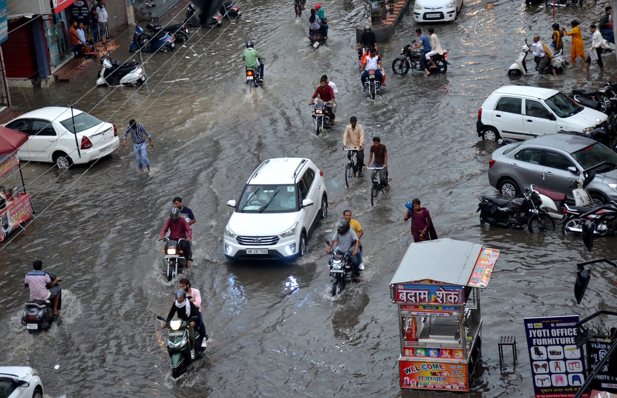 Roads became ponds due to rain, movement stalled