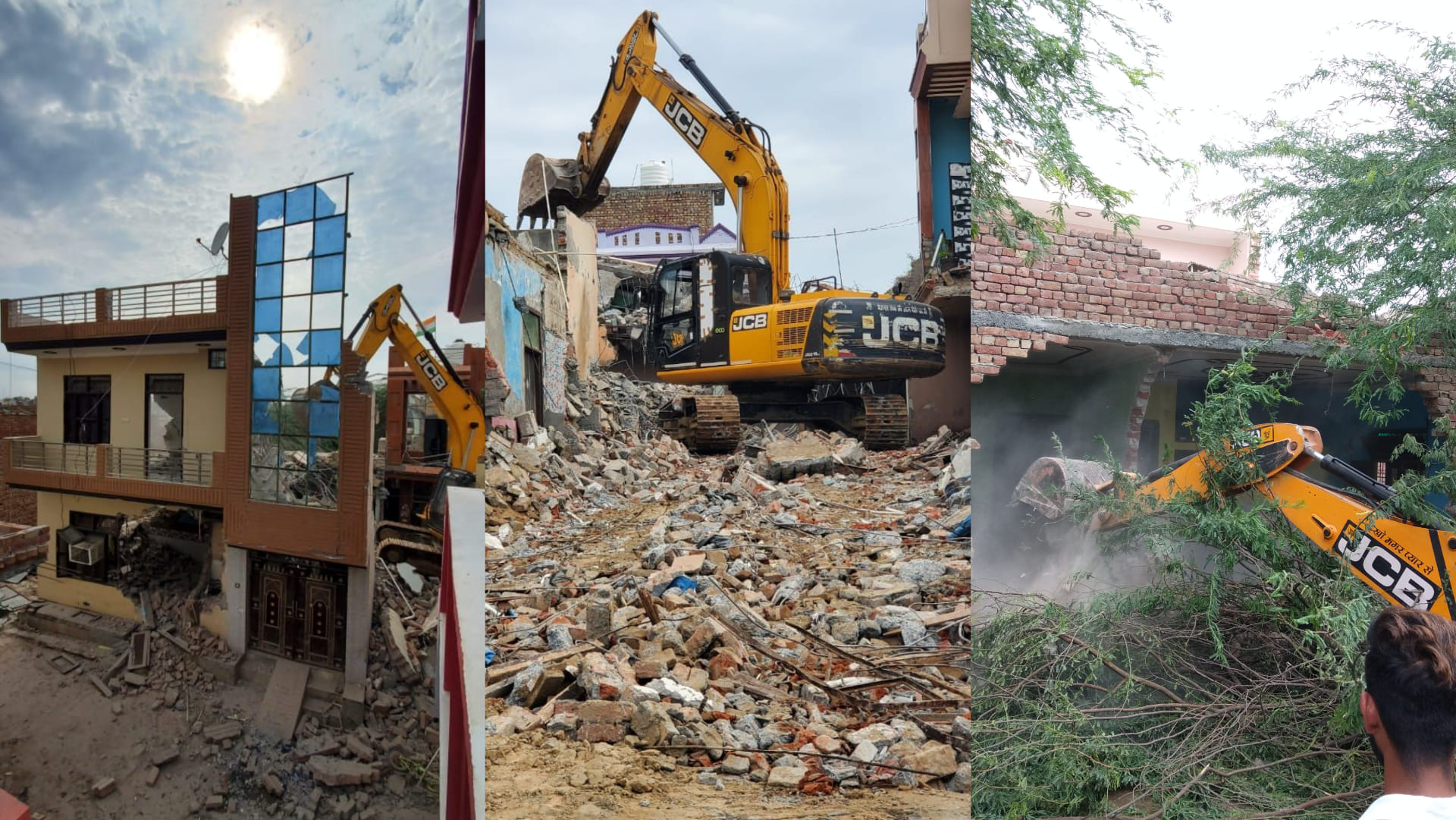 Hisar police take big action against drug smugglers, Illegal Constructions razed by Bulldozer