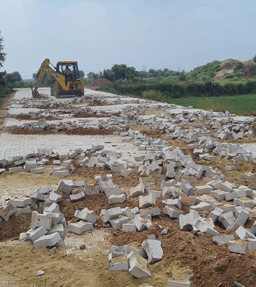 Construction demolished in illegal colony cut in 20 acres on Jind Road