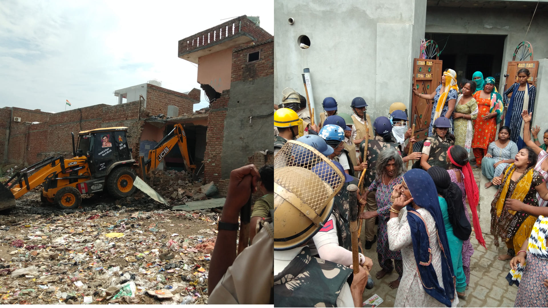 Hisar police take big action against drug smugglers, Illegal Constructions razed by Bulldozer
