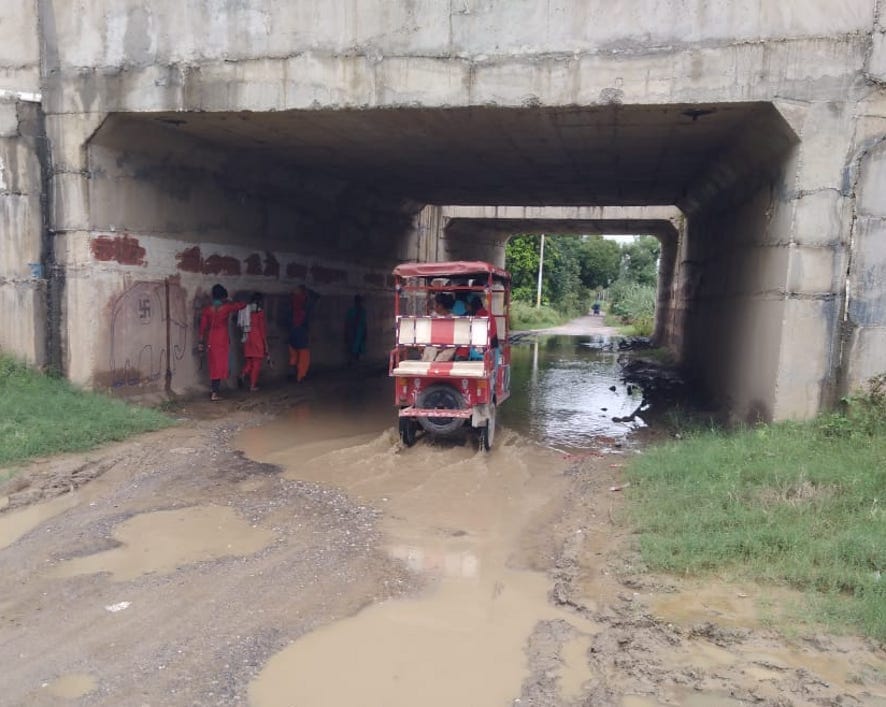 Traffic affected due to waterlogging under the bridge