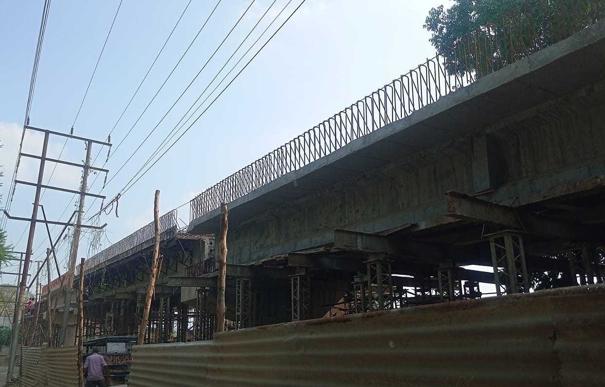 Overbridge construction work stopped due to protest