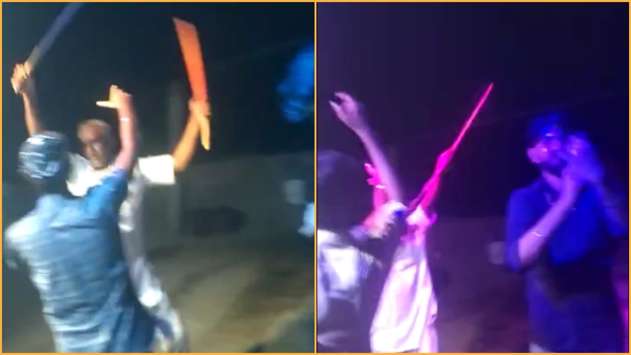 On release from jail theft accused dance by waving a bare sword in Nagaur