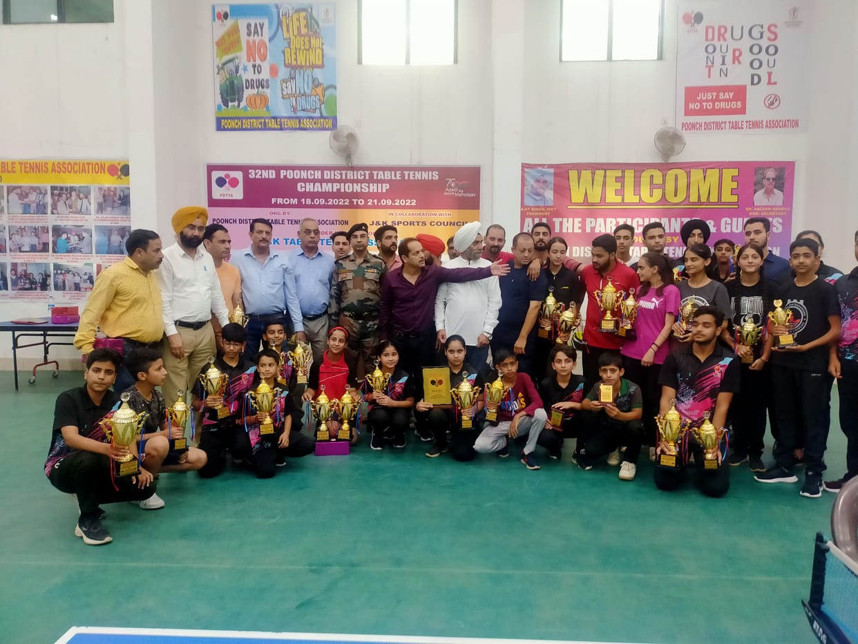 Poonch 32nd District Open Table Tennis Championship concluded