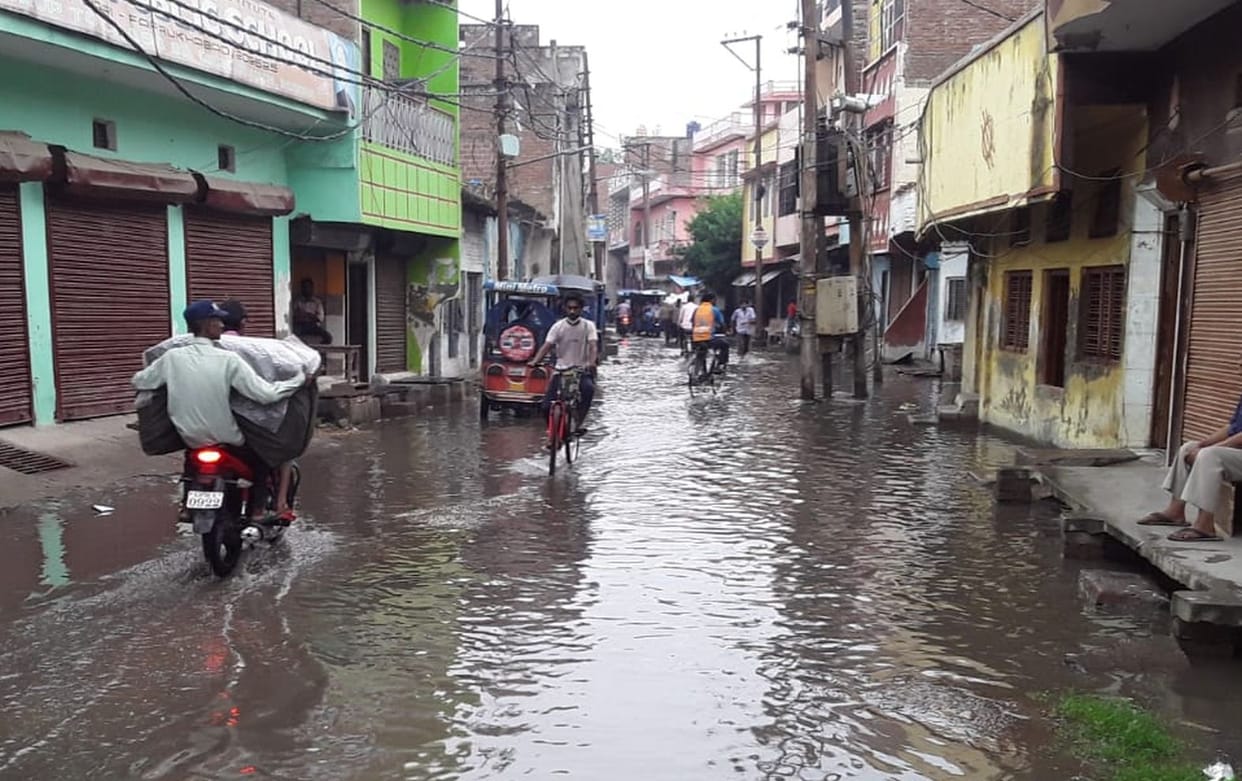 Roads, streets and fields are inundated due to heavy rain