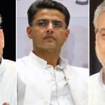 अशोक गहलोत, सचिन पायलट और सीपी जोशी।