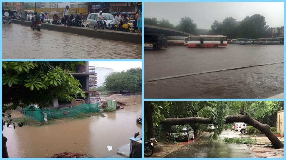 Water logging on roads due to rain in Delhi-NCR