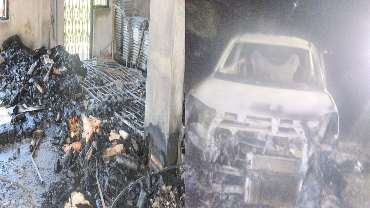 Three shops and hall ashes in Pholgat, mischievous elements burnt the car in Haslund
