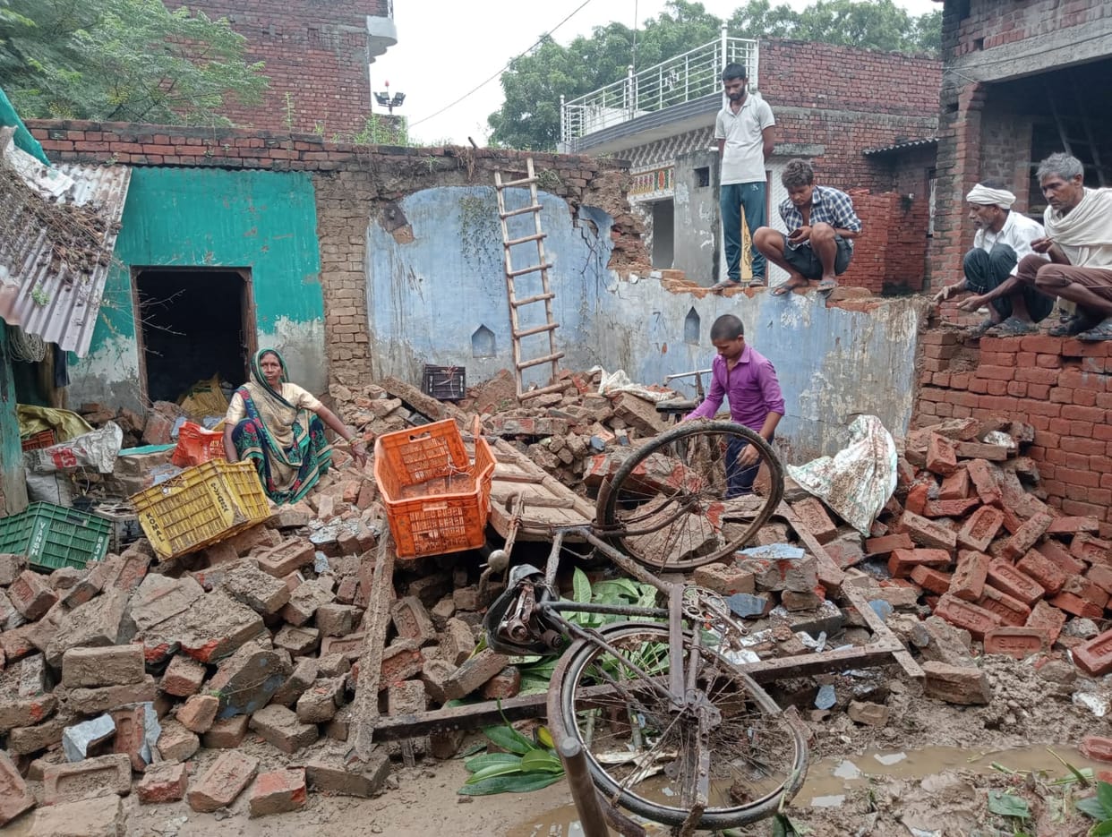 Houses and walls collapsed at many places due to rain